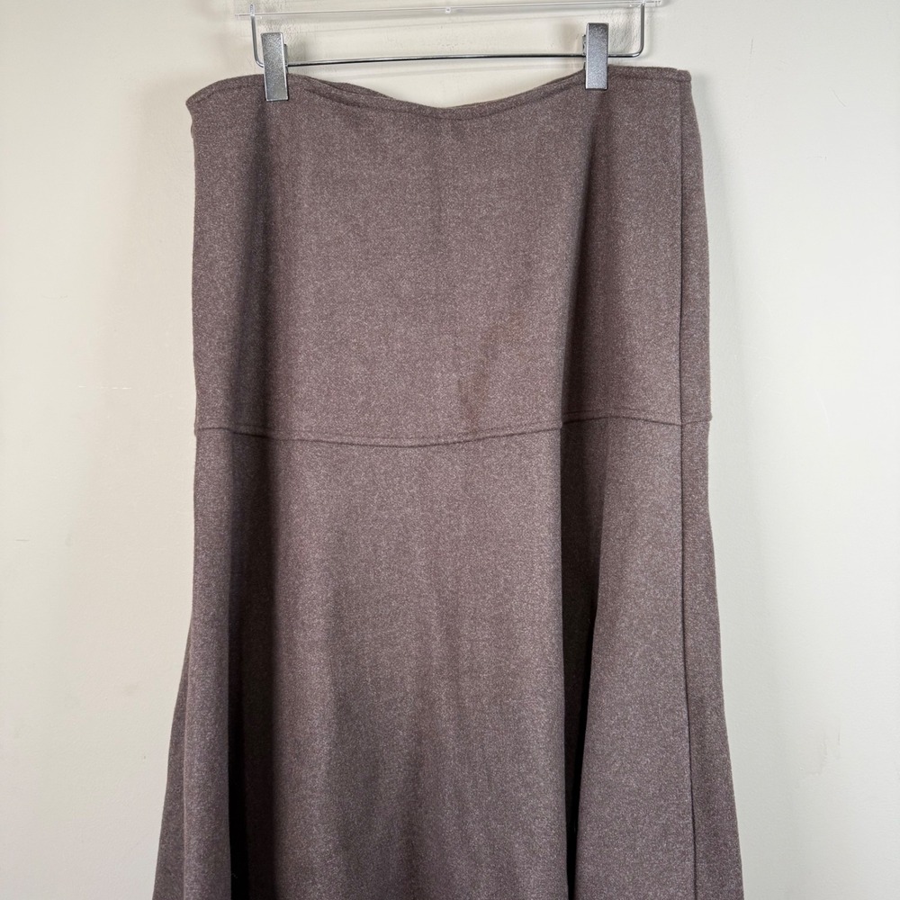 OGL NWT Brown Cash Soft FuzzLuxe Drop Waist Flared Maxi Skirt Wool Like Large - Picture 3 of 10
